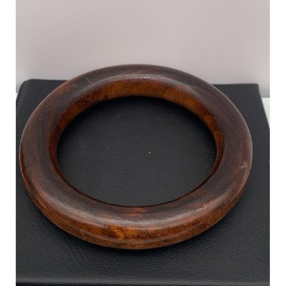 Vintage Chunky Wood / Wooden Bangle Bracelet For Larger Wrist